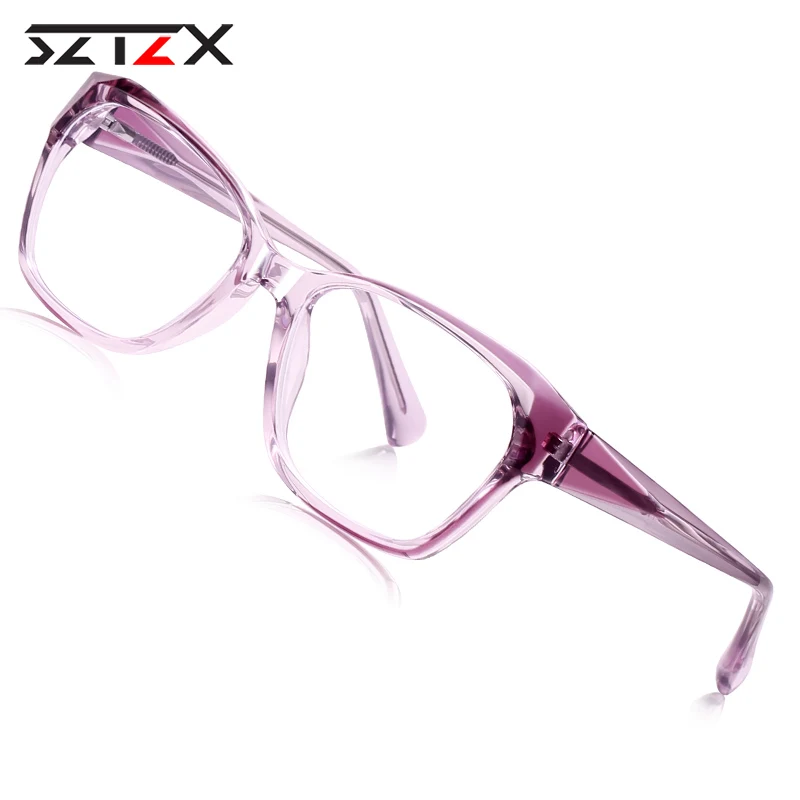 SZTZX موضة جديدة مكافحة الضوء الأزرق إطار مربع نظارات المرأة قصر النظر وصفة طبية نظارات للقراءة البصرية مخصصة النظارات