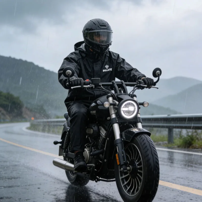 Waterproof Split Motorbike Raincoat Set Adjustable Rainproof Clothes Rain Cover Coat Reflective Safety Strips Fit for Men&Women
