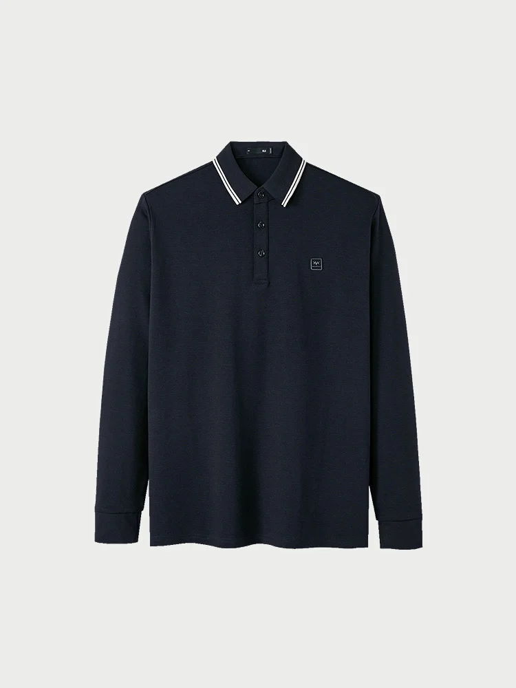 Men's Classic Long Sleeve  Shirt HLA Breathable Contrast Color Collar Micro Elasticity Casual Style Autumn New Arrival