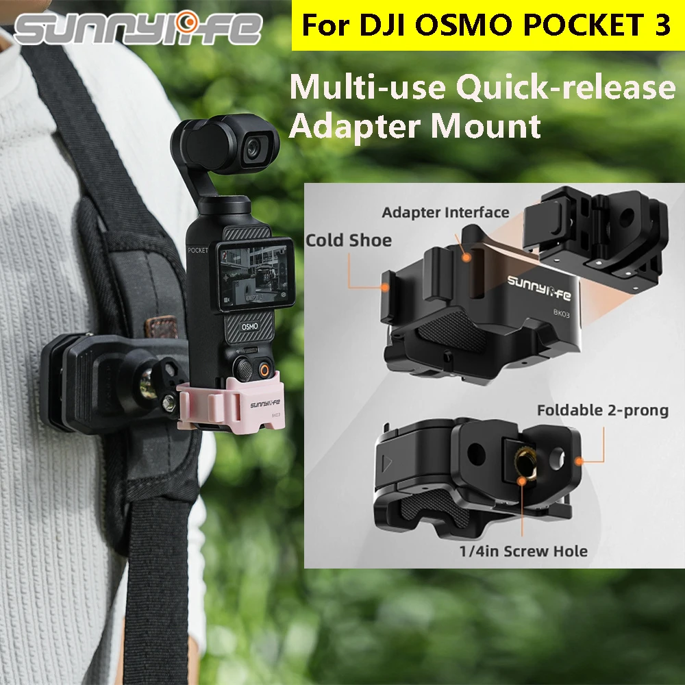 

Sunnylife Adapter Mount for DJI Osmo POCKET 3 Foldable Quick Release Mount Base Camera Tripod Adapter Bracket Frame Accessories