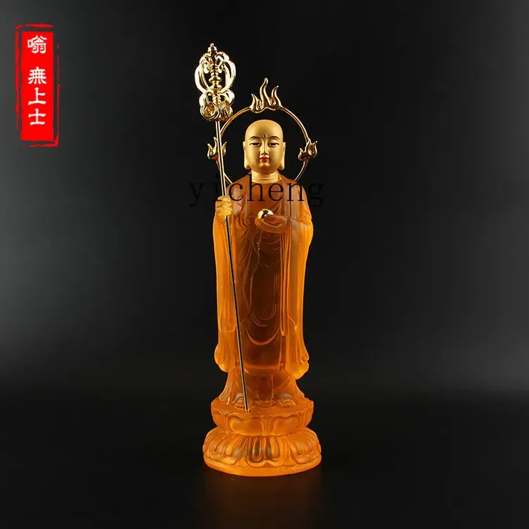 FZ  Kizang Bodhisattva Buddha statue, water glass Kizang King Bodhisattva backlight imitation glass