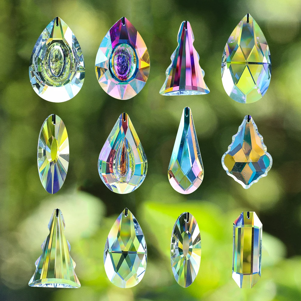 Crystal Suncatcher Hanging Prisms for Window Feng Shui Decor Rainbow Maker Chandelier Replacement Parts Lamp Light Drop Pendant
