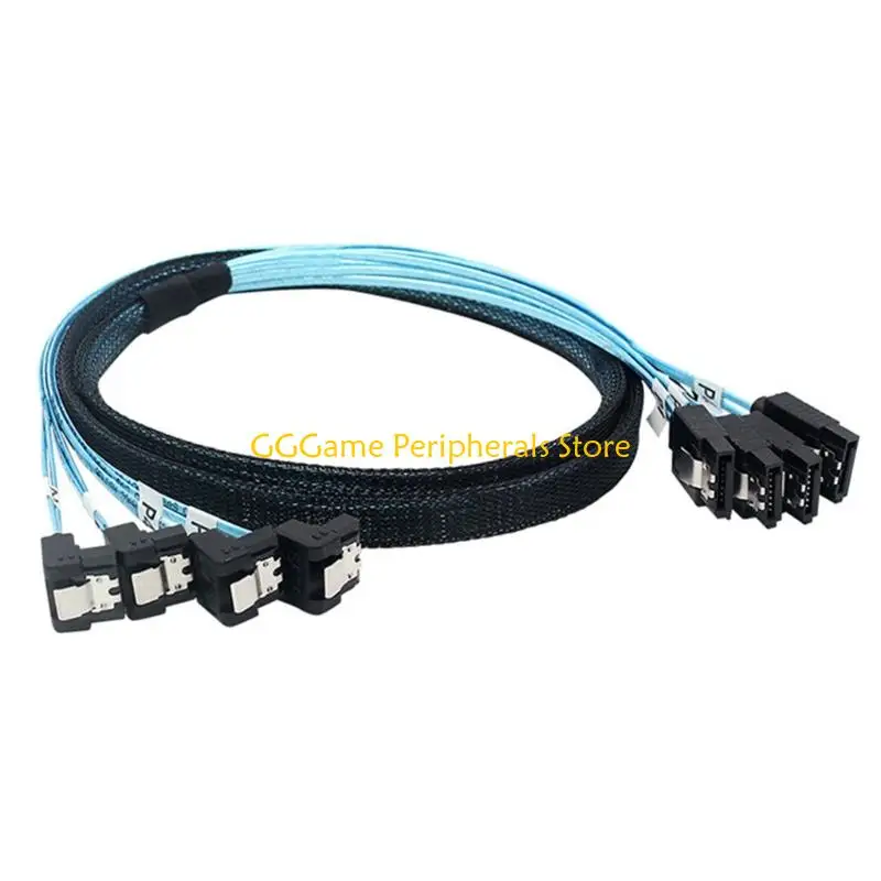 U55B 4 Way SAS4.0 24Gbps Fast Speed Data Transmission Cable 90 Degree Angled Connectors for Server Storage Environment