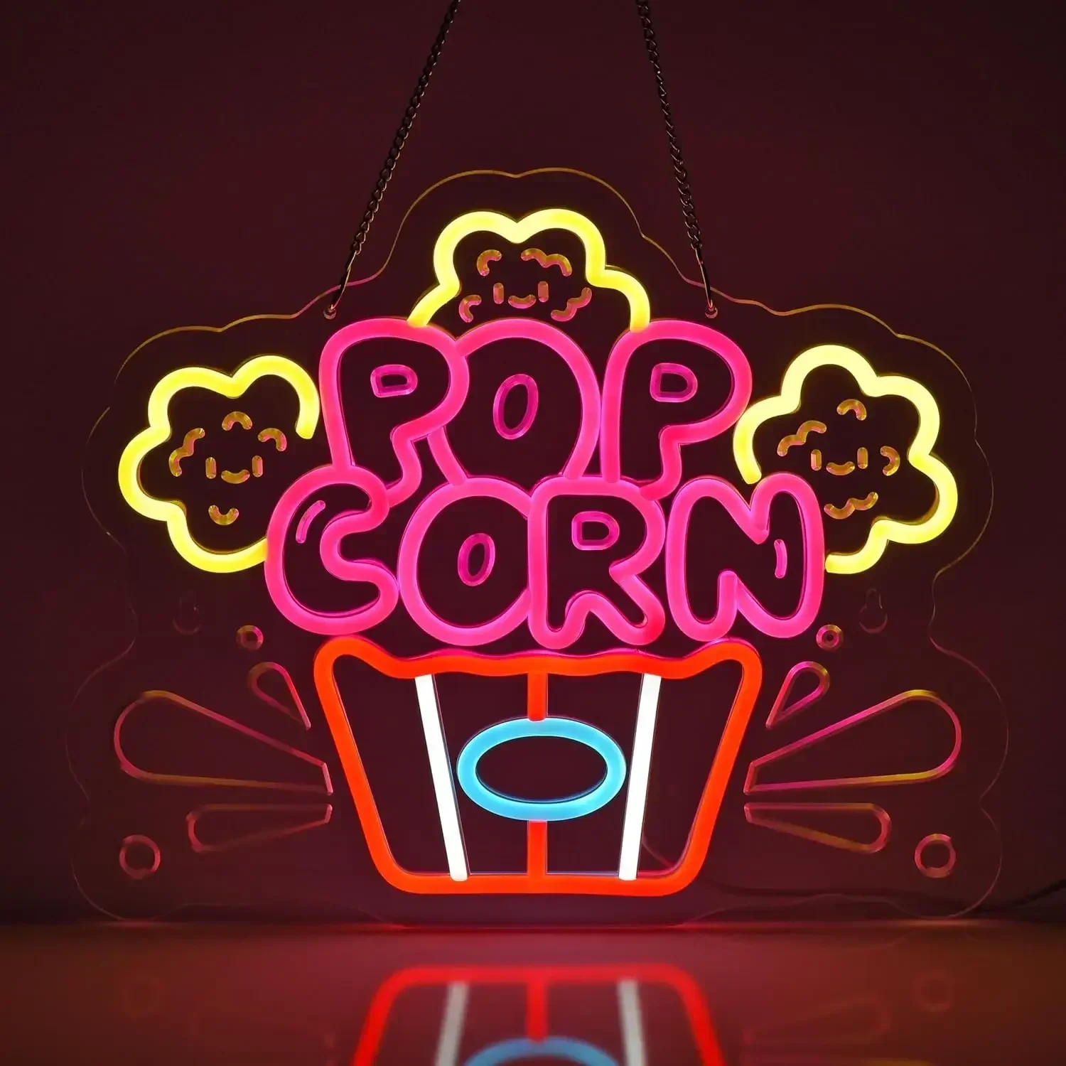 

LED Popcorn Neon Signs USB Powered Neon Lights For Wall Decoration Snack Shop Cinema Theater Video Room Dining Car Dessert Party