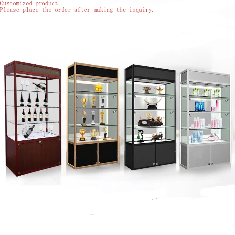 

Custom.Display Cabinet Glass showcase Shelf Cabinet Products Merchandise Cosmetics Display Cabinet Gift Jewelry Display Stand Bo