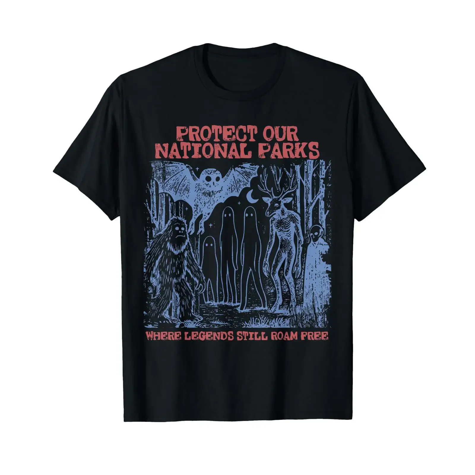 Protect Our National Parks Mothman Cryptid Weirdcore Horror T Shirt vintage Washed Slightly Top For Everyday Wear Unisex Soft