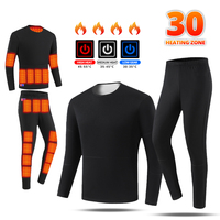 New Heated Underwear 30 Areas Winter Thermal Underwear Women Men Heating Jacket Pant USB Electric Heated Skiing Riding Underwear