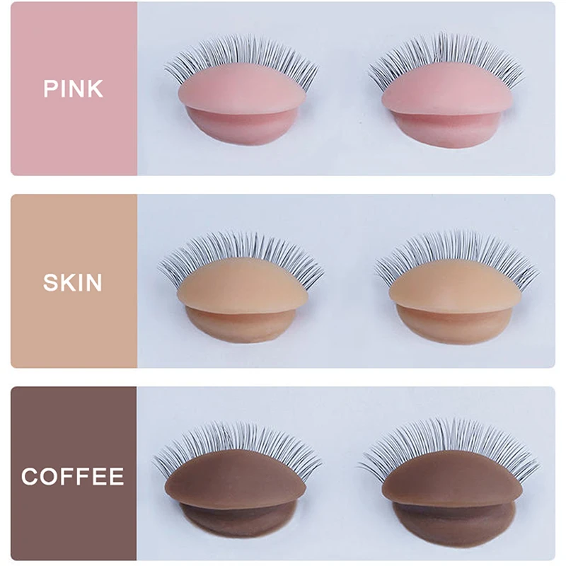 3Pairs Practice Eyelash Small Portable Silicone Material Removable Replacement Eyelid Training Eyelash Extensions Tools