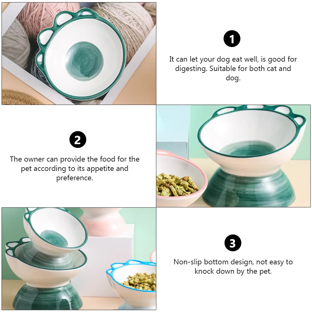 

1Pcs Dinosaur Claw Pet Bowl Ceramic Material Non-Tip Dog Cat Feeder Easy Clean Feeding Bowl Green Cat Feeder Pet Supplies