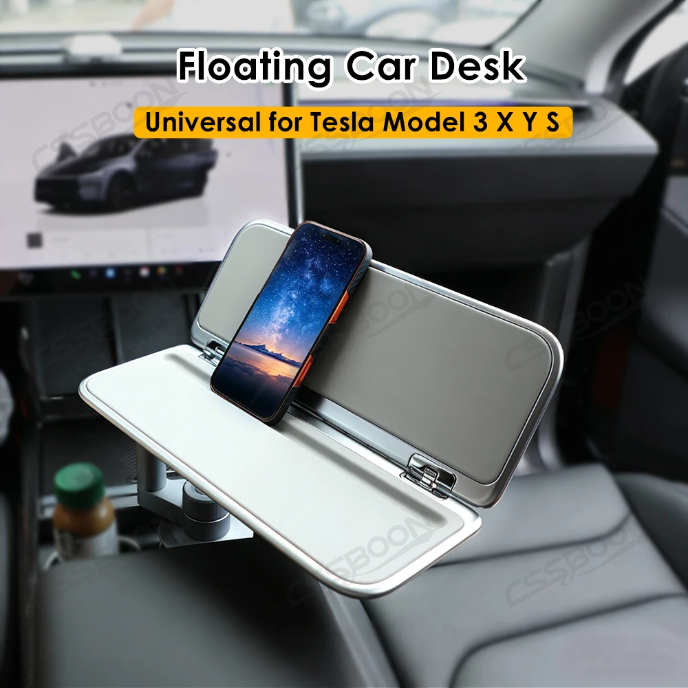 2026 Foldable Floating Desk Tray for Tesla Model 3 Y X S Interior Accessories Driver Rotatable Table Board