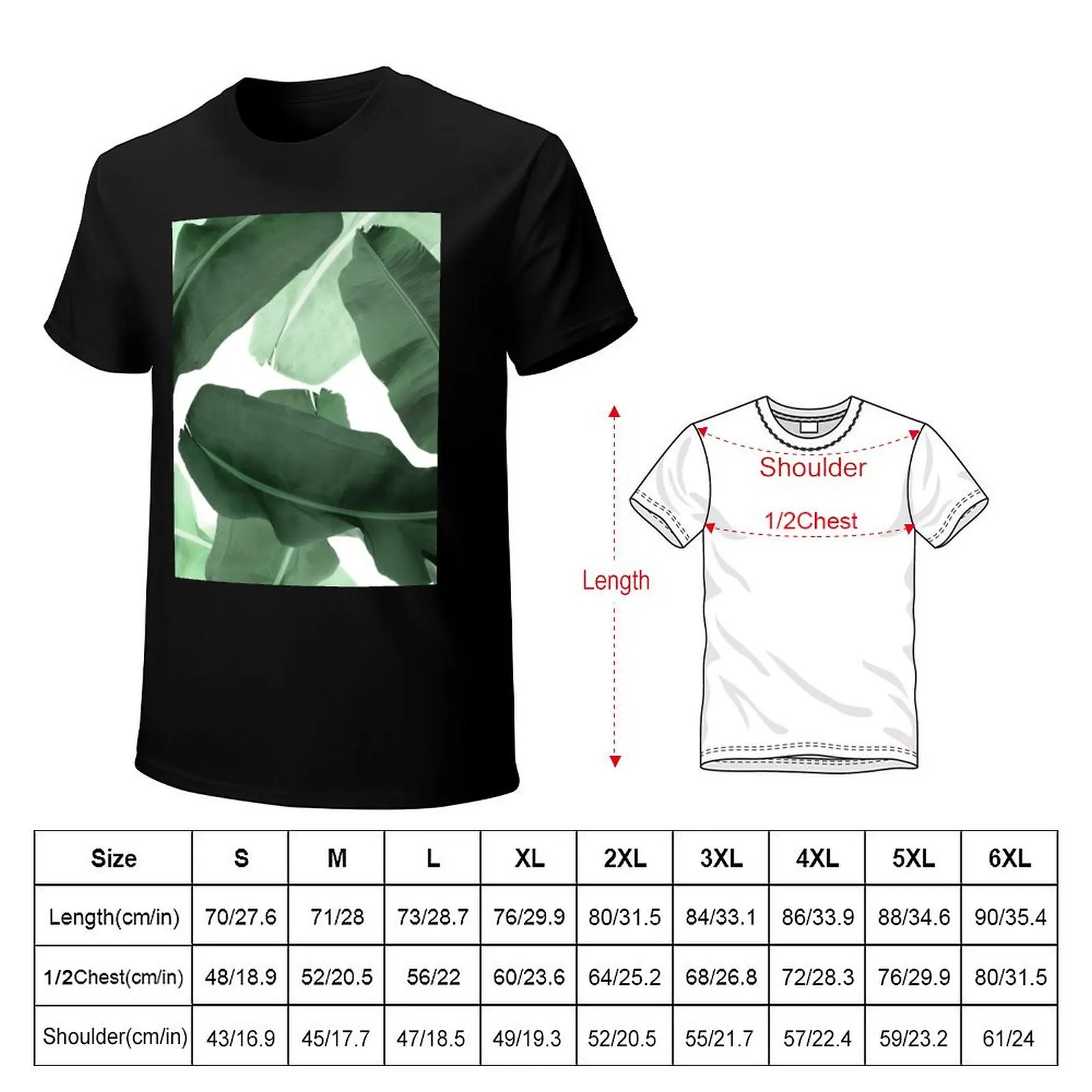 Banana Leaves, Green Palm Leaf Pattern T-Shirt man t shirt summer T-Shirt
