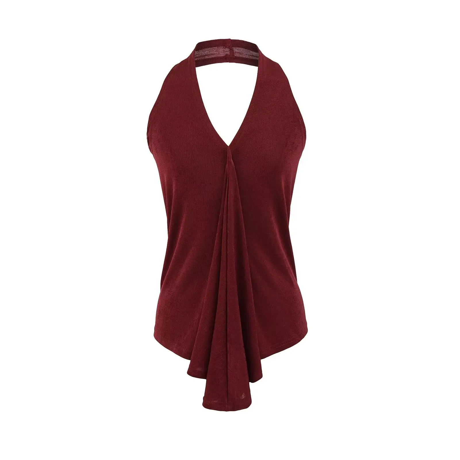 توب نسائي صيفي مثير بحمالات رقبة، بتصميم رقبة على شكل V وبدون أكمام وبدون ظهر، بقصة ضيقة وشخصية رقيقة، بنمط الشارع، بلون نقي ...