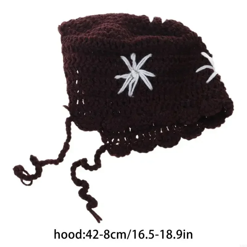 かぎ針編みの帽子 女の子用 レース付き ベビーボンネット 柔らかくて暖かい 幼児用ビーニー