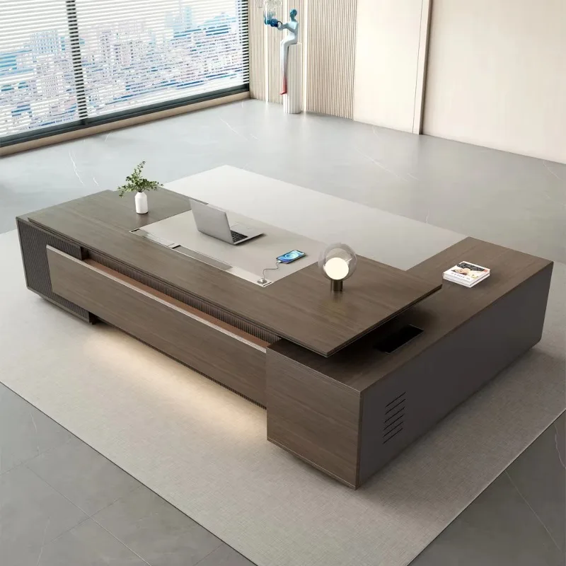 تخصيص الحديثة قابل للتعديل ارتفاع أسود مكتب Ceo L على شكل أثاث المكاتب الخشبية مكتب مكتب Ceo