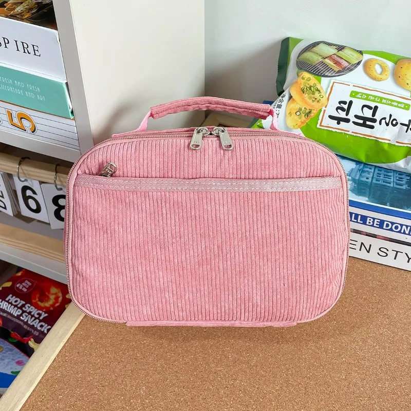 Insulated Lunch Bag ,Portable Thermal Food Storage Tote Bag ,Reusable Travel Cooler Handbag with Front Pocket for Daily Office