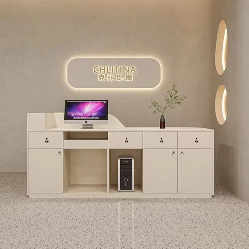 

Simple Design Reception Desks Cash Register Wooden Front Desk Reception Desks Luxury Checkout Office Furniture Meja Kasir LLRD