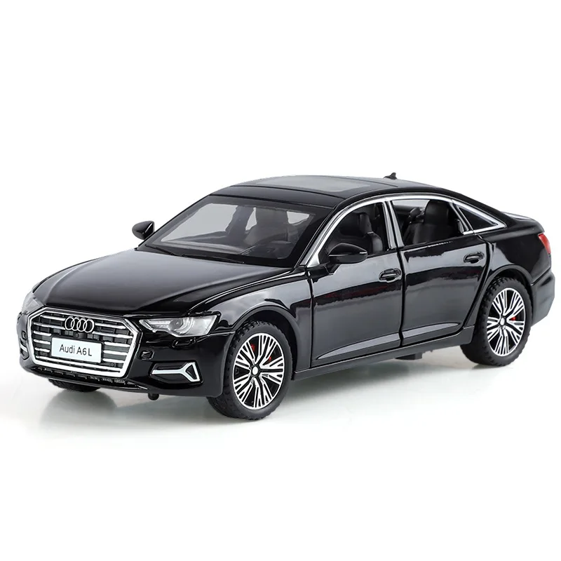 1:32 audi a6l carro de luxo alta simulação liga modelo carro diecast metal som luz puxar para trás coleção crianças brinquedos presentes