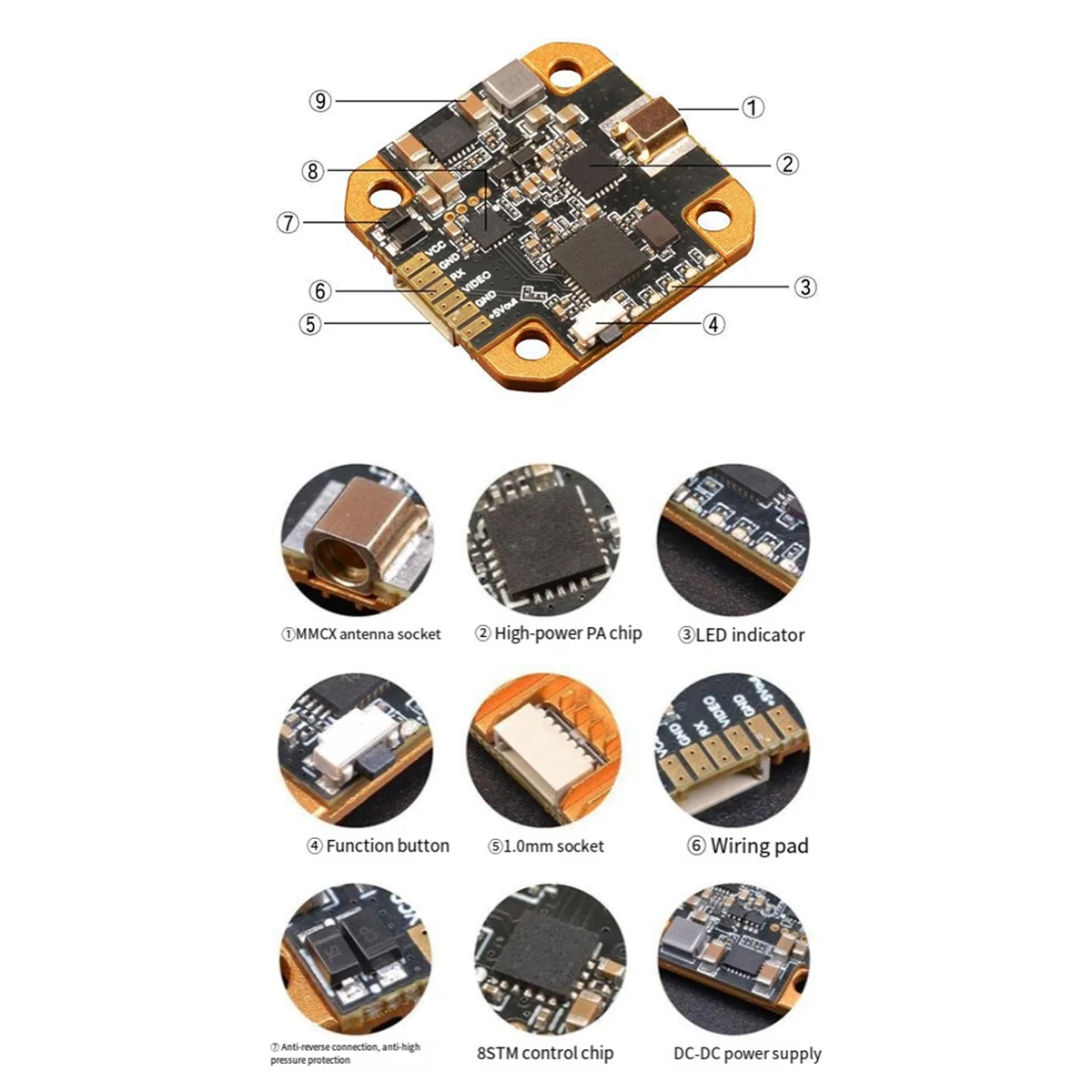 【Angebot!】 VT5804-BAT Lite 5,8 G 1,3 W Bildübertragung FPV Traversal Aircraft Luftaufnahmenmodul für RC Racing Drone