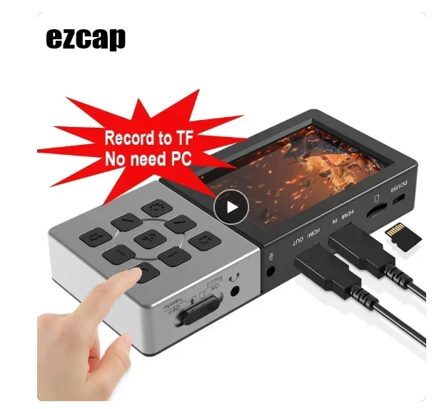 Ezcap 273 HD 1080P 60fps Video Capture Card Game Live Streaming Recording Box With LCD Screen Playback Player Mic in Audio