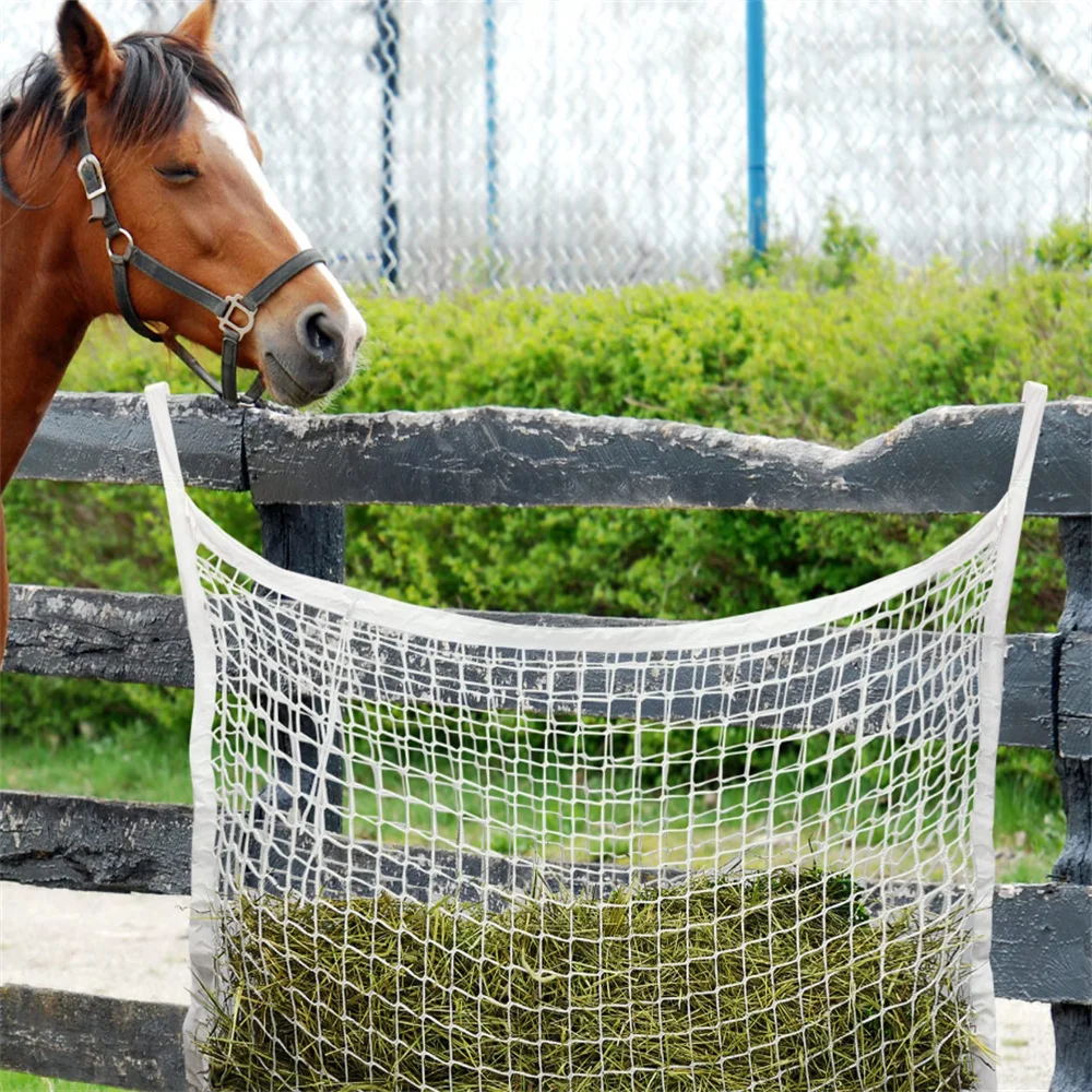 2025 120 X 90cm Knotless Horse Hay Net Horse Slow Feed Hanging Hay Net Bag Horse Goat Trailer Feeding Bag