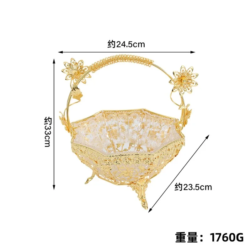 Talerz na owoce w stylu europejskim, wykwintne, lekko luksusowe rękodzieło, dekoracje do salonu, metalowe przekąski owocowe, talerz na owoce