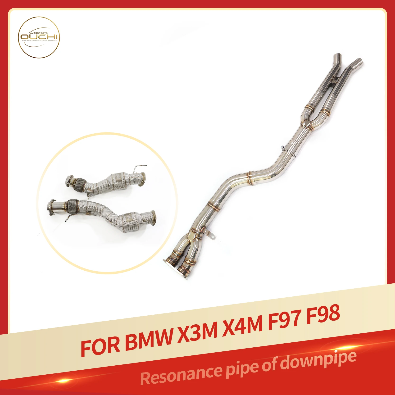 

OUCHI Factory Direct Sales Catalysis Downpipe of Middle Pipe for BMW X3M X4M F97 F98 SS304 Exhaust With Heat Shield