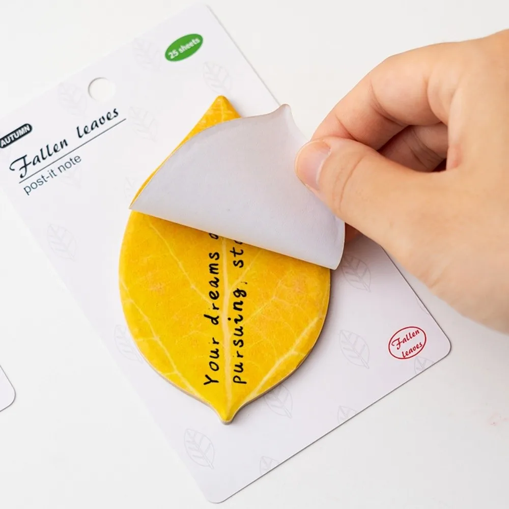 25 Sheets/book Leaf Paper Pad Sticky Notes Cute Tree Leaf Sticky Notes Paper Memo Office School Home Self-Adhesive Note Sticker