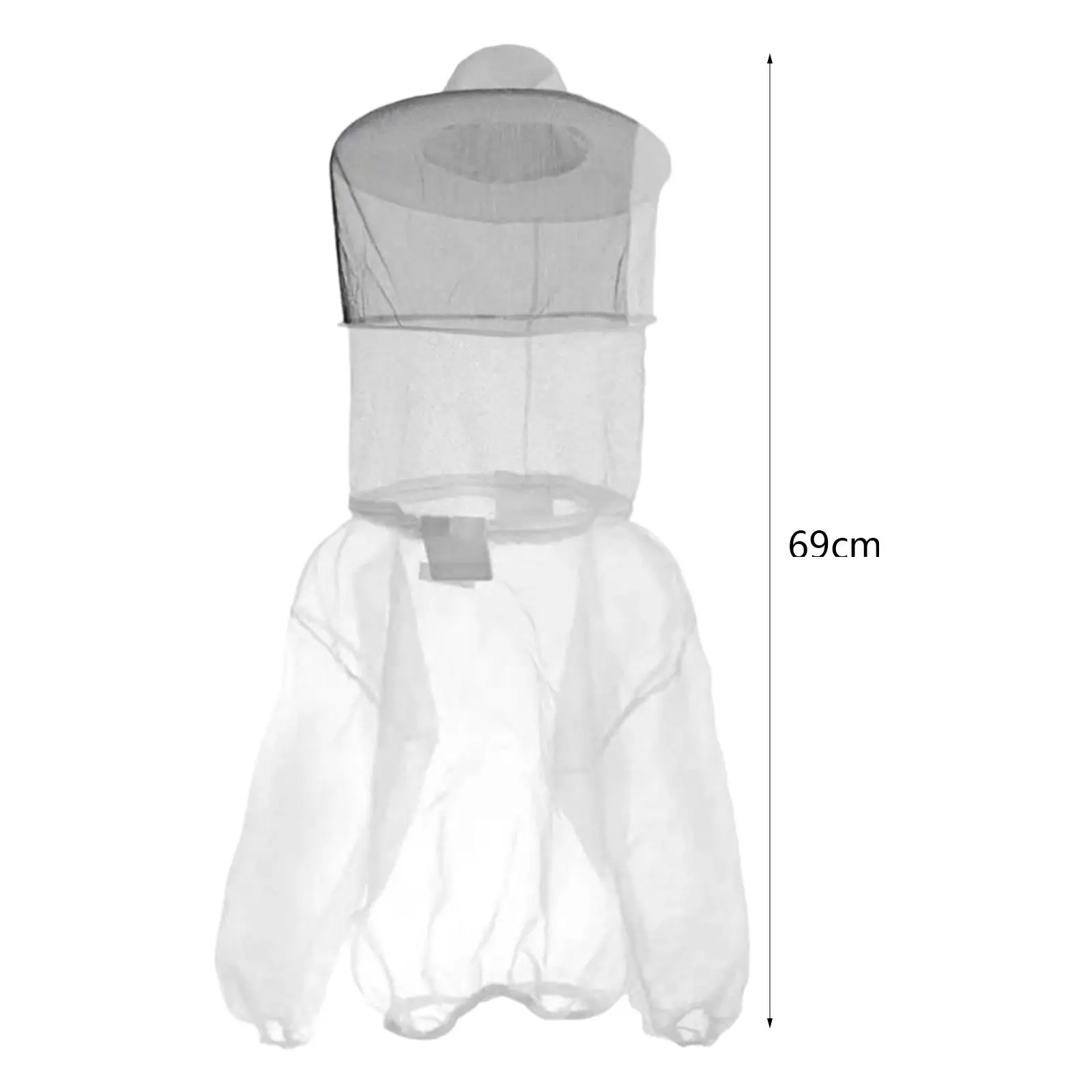 White Mesh Beekeeping Smock Suit Beekeeper Costume with Fencing Hat Hood for All for Beekeeping Garden and Apiary Work view 2