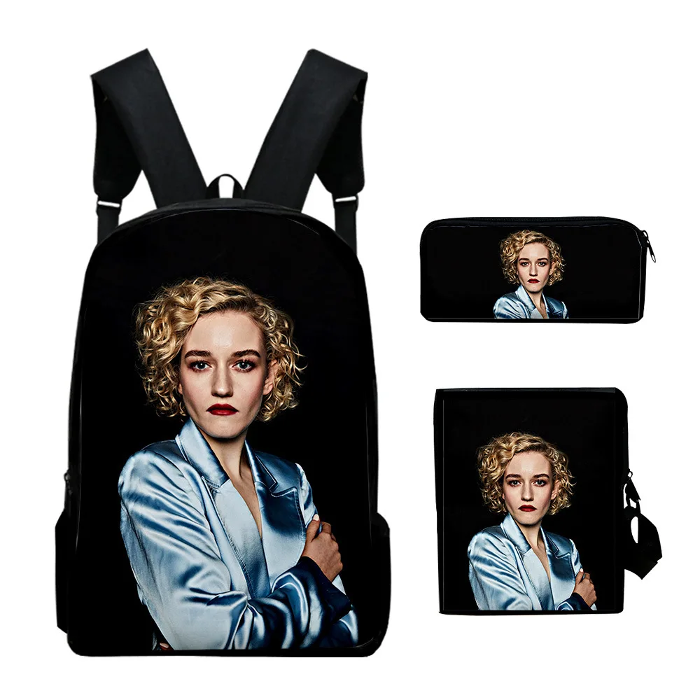 

Harajuku Novelty Cool Julia Garner 3D Print 3pcs/Set pupil School Bags Laptop Daypack Backpack Inclined shoulder bag Pencil Case