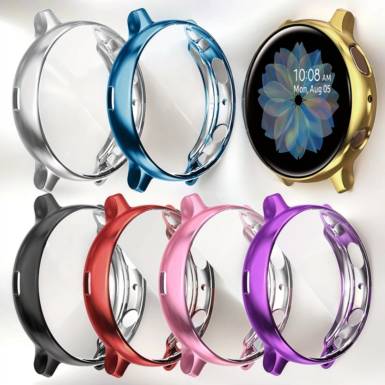 Screen Protector Case for Samsung Galaxy Watch Active 2 40mm 44mm, Soft TPU Full Around Cover ，