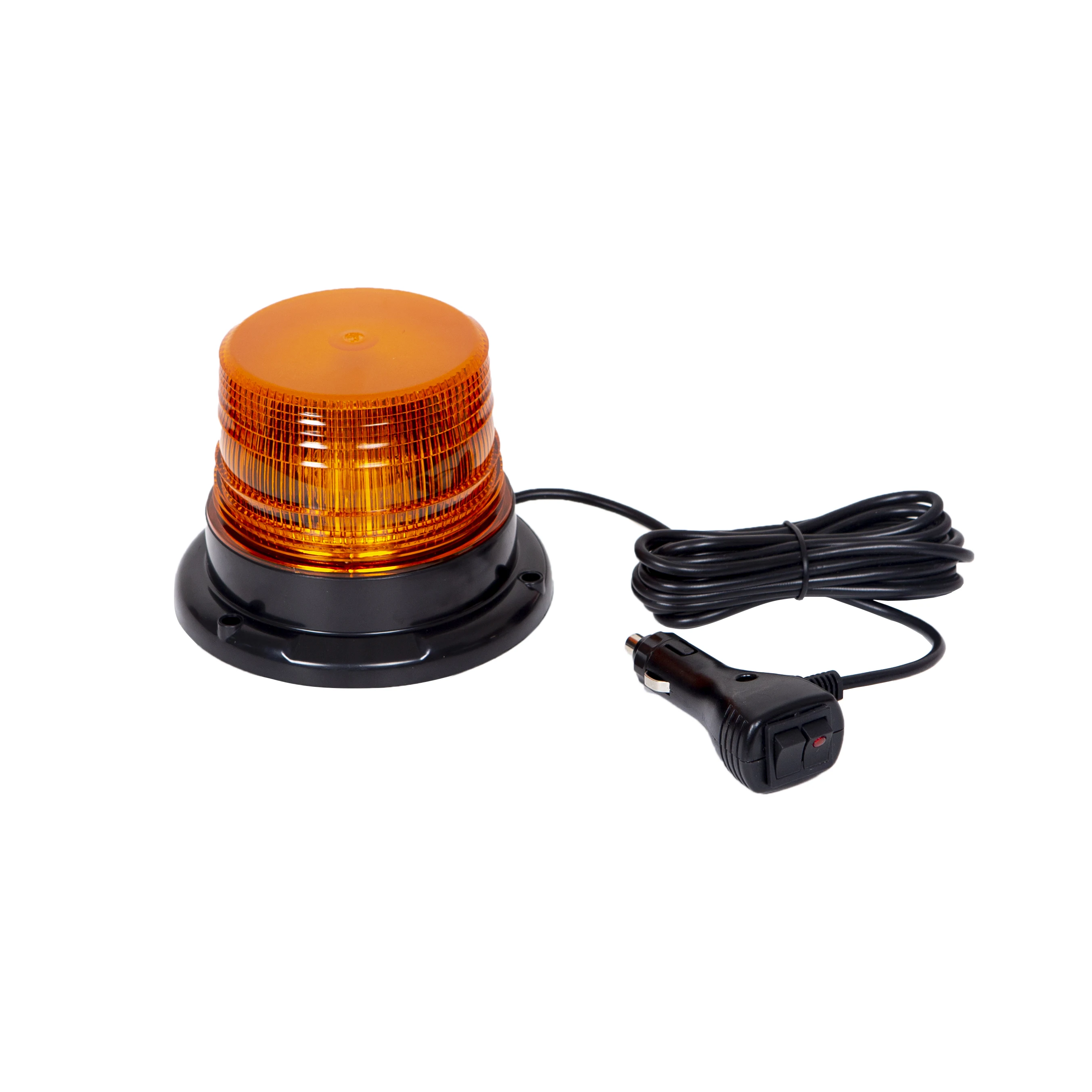 Magnetic Mount Amber LED Light Waterproof Strobe Warning Lamp 12V 24V With Cigarette Lighter Cord For Loader Van Truck