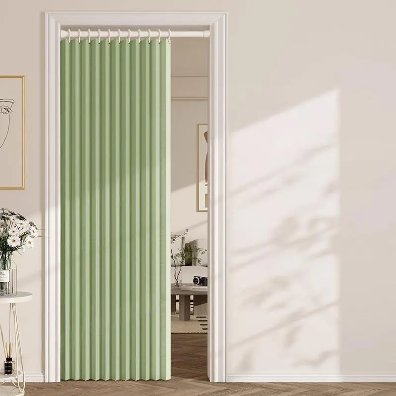 Folding Accordion Pleated Curtain, Thickened Room Partition Door Curtain, Living Room Thermal Dustproof Cover