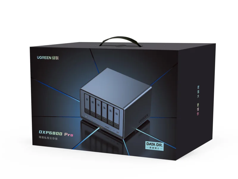 DXP6800 Pro 6-Bay Desktop NAS, I5 1235u 10-Core CPU, 8GB DDR5 RAM, 128G SSD, 2 * 10GbE, 2 * M.2 NVMe Slots, 8K