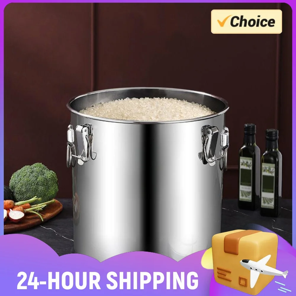 6/12/21/33L Stainless Steel Airtight Canister with Seal Lid Kitchen Canister with Handles for Household Kitchen Bar Restaurants