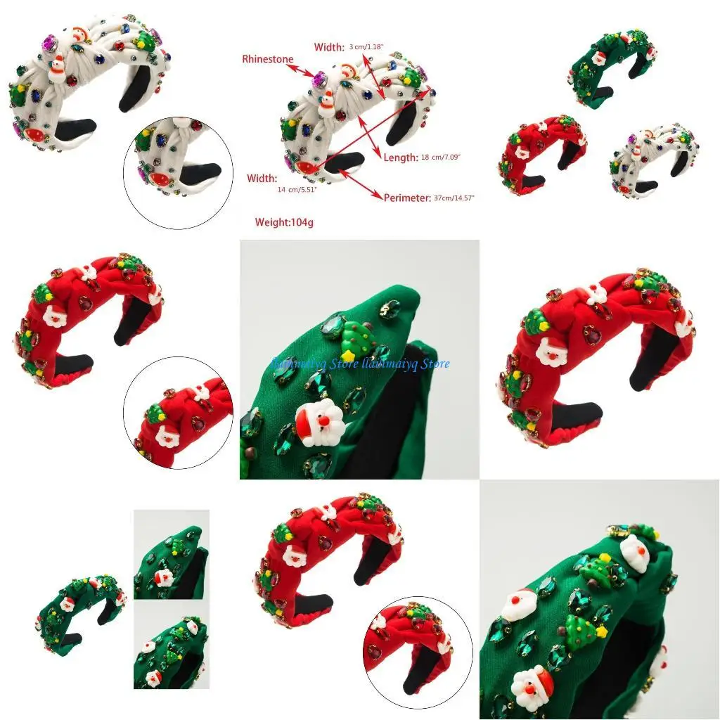 

573B Sweet Christmas Headbands Knotting Headband Ladies Photography Headband