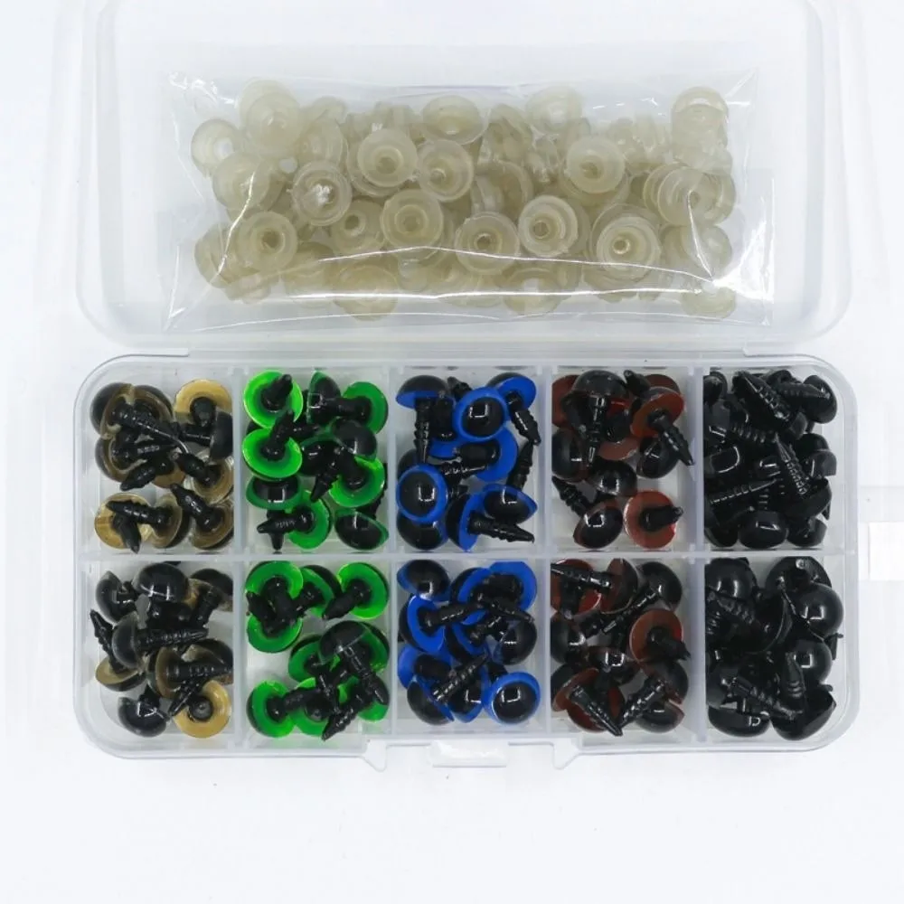 115pcs/box New 3 Sizes Plastic Safety Screw Eyes Colored Brown Round Shape Bear Diy Eyes Kit Crafts For