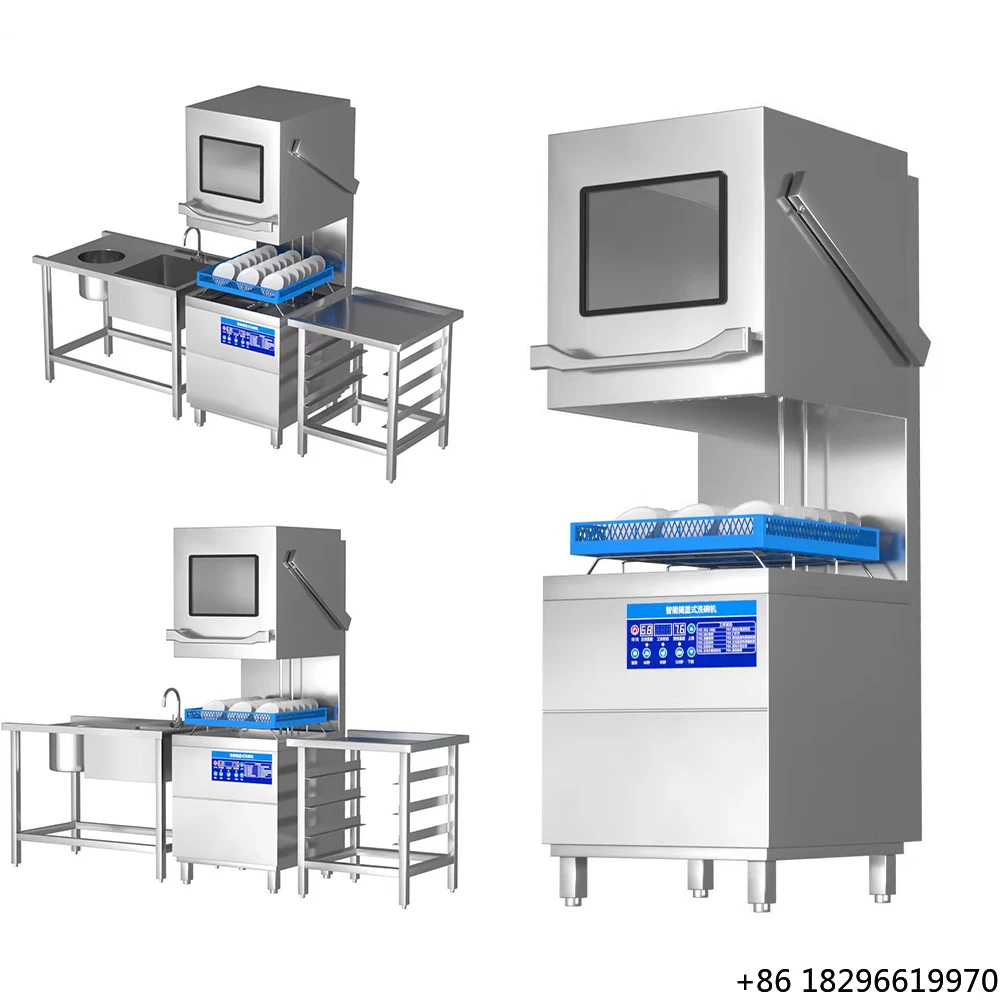Jinuowei Industrial Dishwasher Fast Speed Restaurant Heavy Duty 3 Phase Sterilizing Hot Air Drying 1200 Trays/hour 9.8KW 1 Year