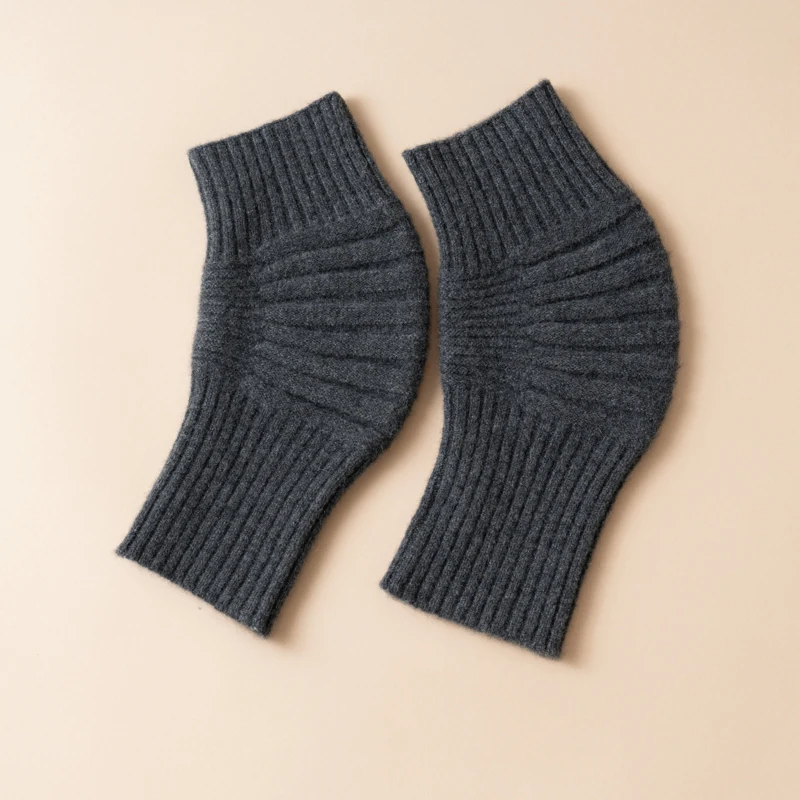 Joelheiras femininas de malha de caxemira pura 100% para calor e conforto, novas joelheiras curtas de inverno para mulheres, cor sólida