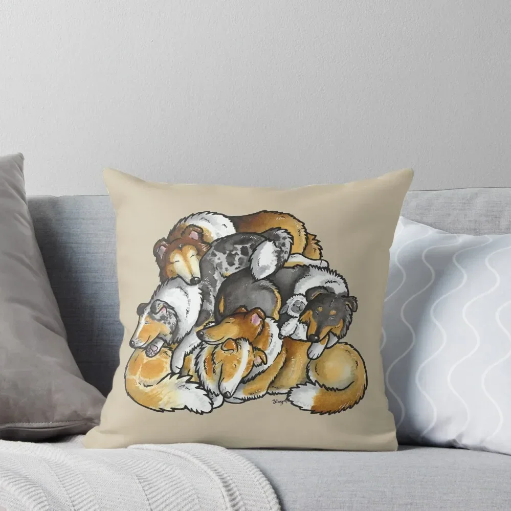 Rough Collie - sleeping pile cartoon Throw Pillow Custom Cushion Pillow