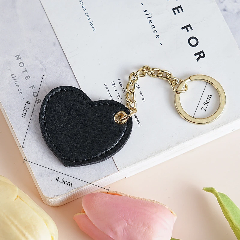 Customized LOGO Keychain Blank Love Leather Pendant Laser Engrave Car Keyring Cute Bag Personalized Key Chains