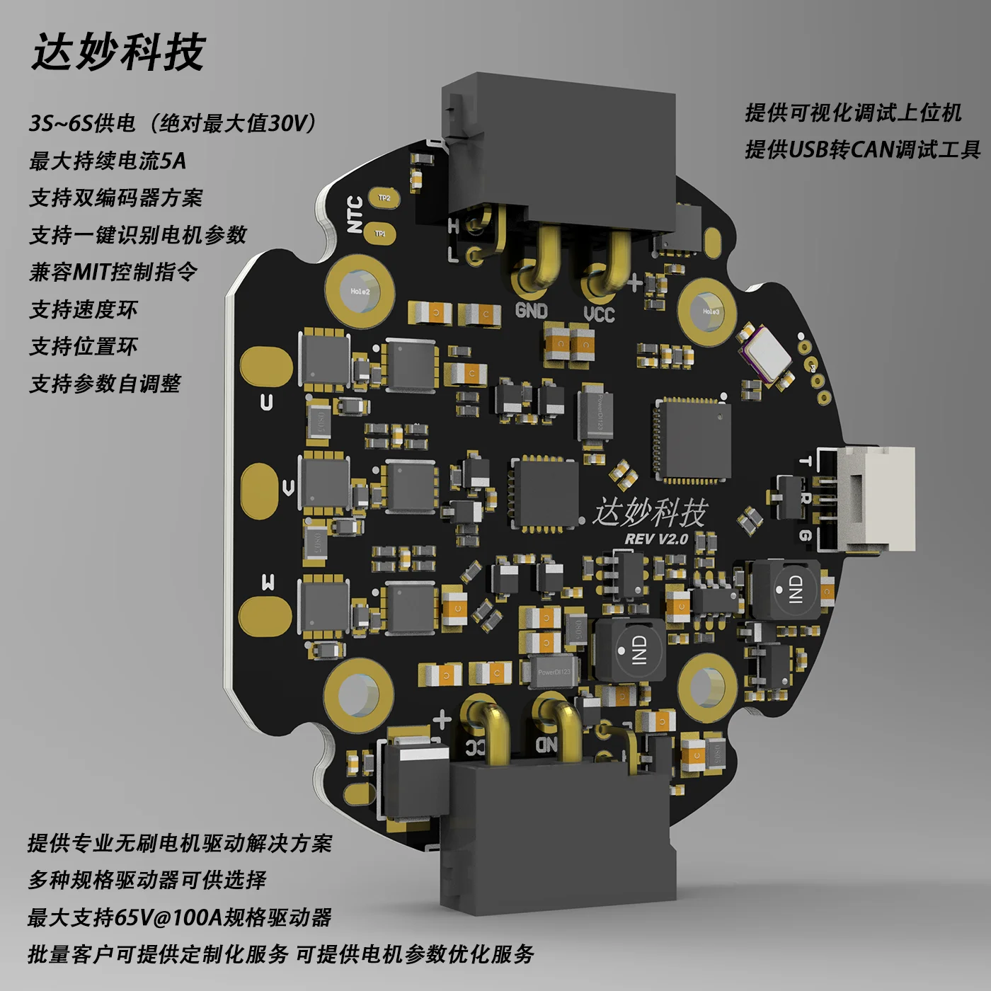 Mit Drive Borstelloze Robotarm Robot Joint Motor FOCGM43 Ondersteunt Dual Encoders