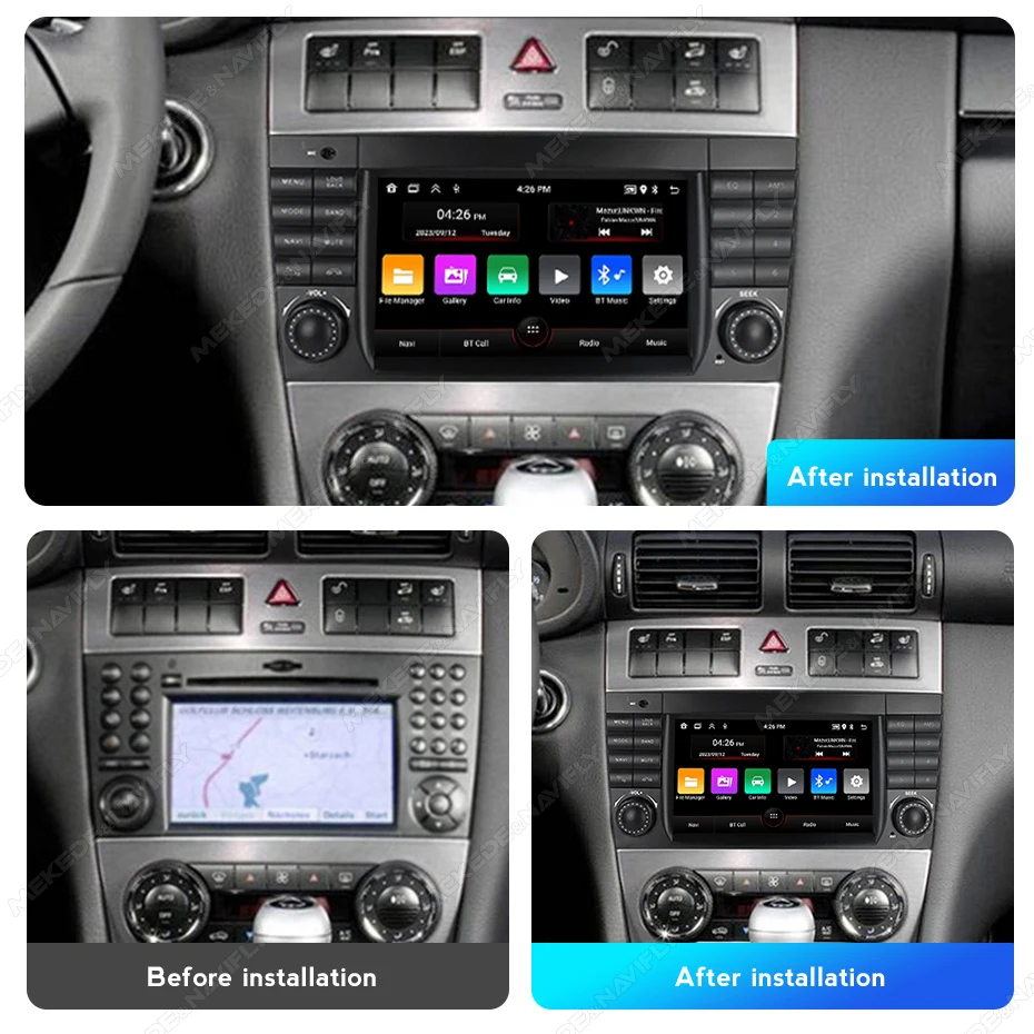 MEKEDE  2Din Android Car Radio Multimedia Player for Mercedes Benz C-Class W203 W209 C180 W219 2004 - 2011 Carplay Auto  WIFI BT