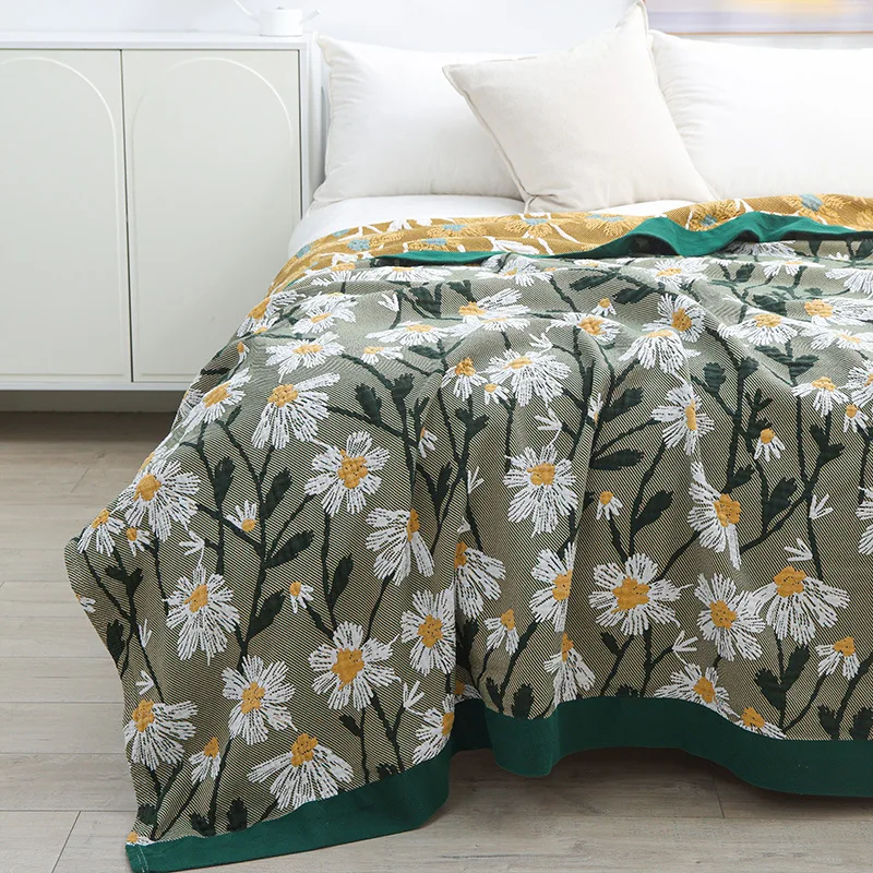 Cotton Towel Blanket, Bedspread, for Beds Sofa, Daisies, High Quality, 150*200 cm