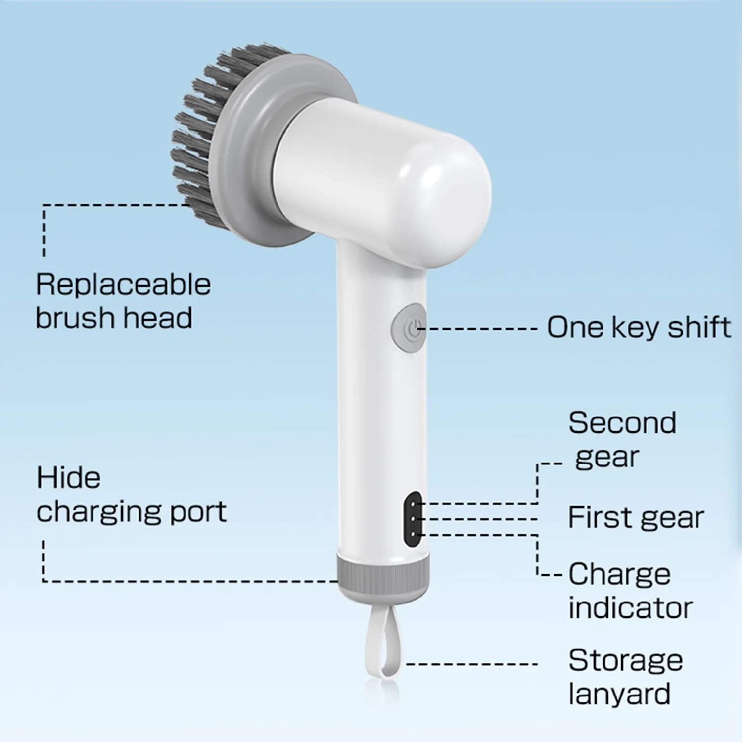 Electric Spin Scrubber With 4 Replaceable Brush Head Electric Cleaning Brush Handheld Rechargeable Shower Scrubber Waterproof