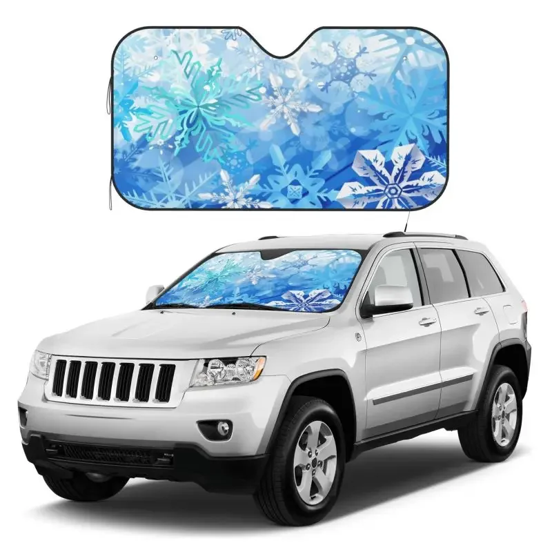 Snowflake Pattern Festive Car Sunshade Front Windshield Visor Auto Parts Fits Most Vehicles Printed Visor