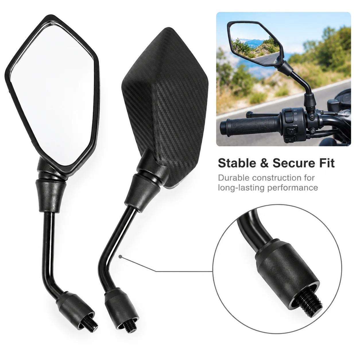 Universial 8mm 10mm Electromobile Back Side Convex Motorcycle Mirror Handle Bar End Side Rearview Mirrors Scooter E-Bike Modifie