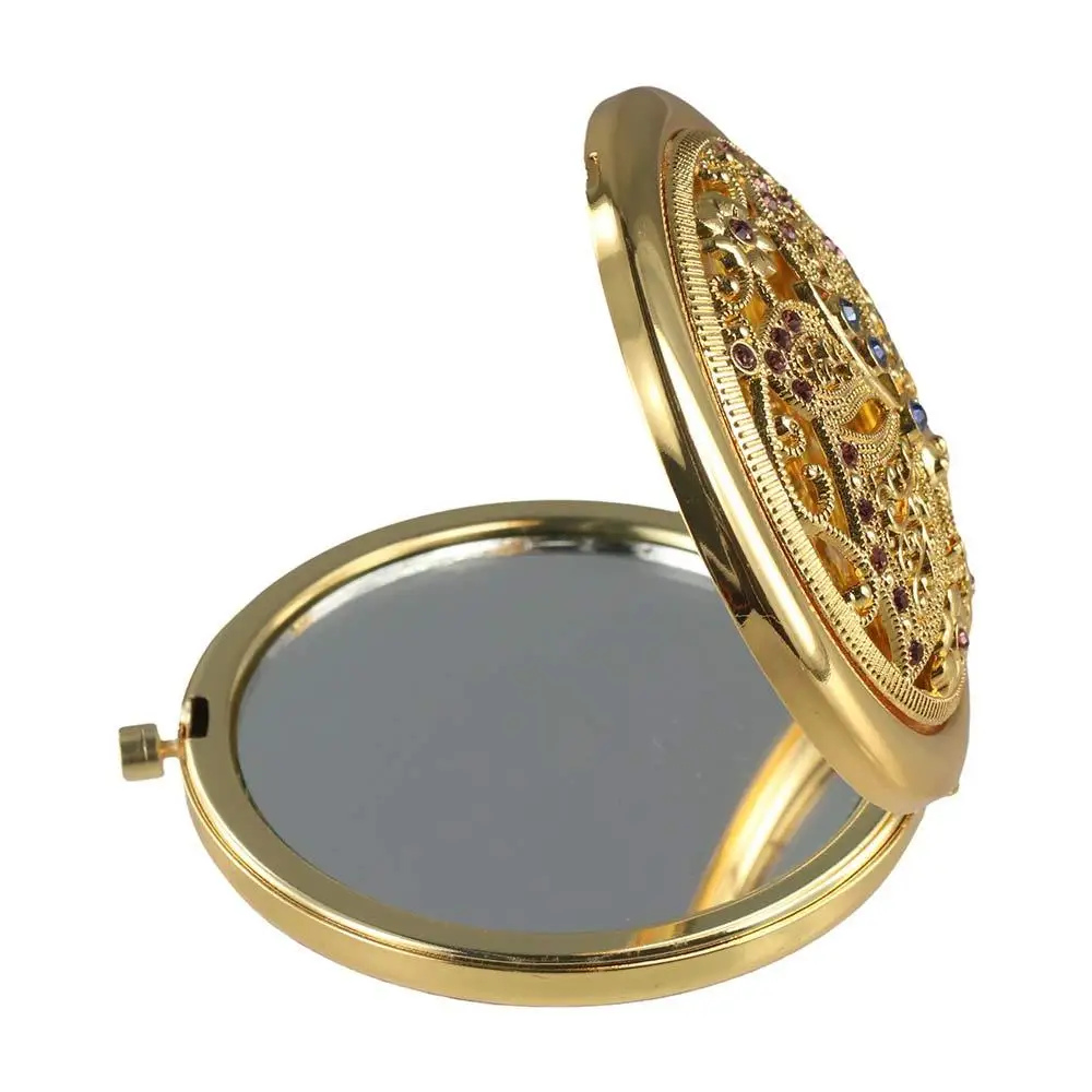 Miroir décoratif en métal pour femme, miroir de beauté, miroir de poche élégant, cristal portable, paillettes exquises