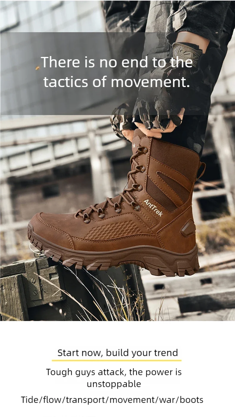 Wilde Trainingsstiefel für Herren, vier Jahreszeiten, rutschfeste, wasserdichte Outdoor-Stiefel, modische Komfort-Dschungel-Wandersneaker-Stiefel – Detail 4