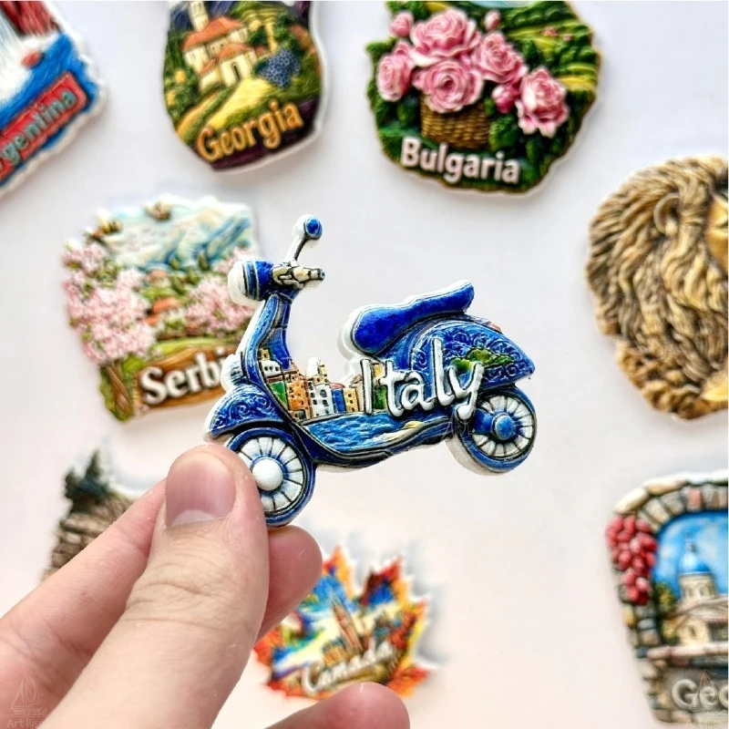 Italian Motorcycle Fridge Magnet Travel Souvenir From Europe Home Decor Gift Educational Toy for Kids Magnetic Refrigerator