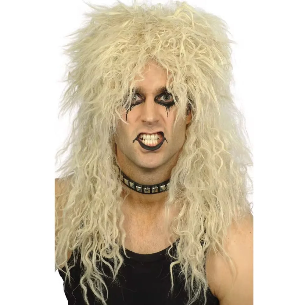 

High Quality Punk 70s 80s Rockstar Wig Curvy Fluffy Halloween Party Cosplay Wig Long Cosplay Rockstar Accessories